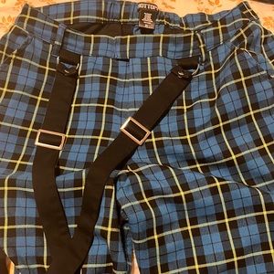Blue Green and Black Plaid Pants w/ holster belts. Emo Punk alternative wear